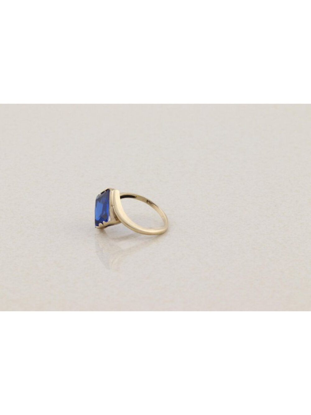10k Yellow Gold 3 Carat Lab Created Blue Sapphire Ring Size 7 - Picture 7 of 7